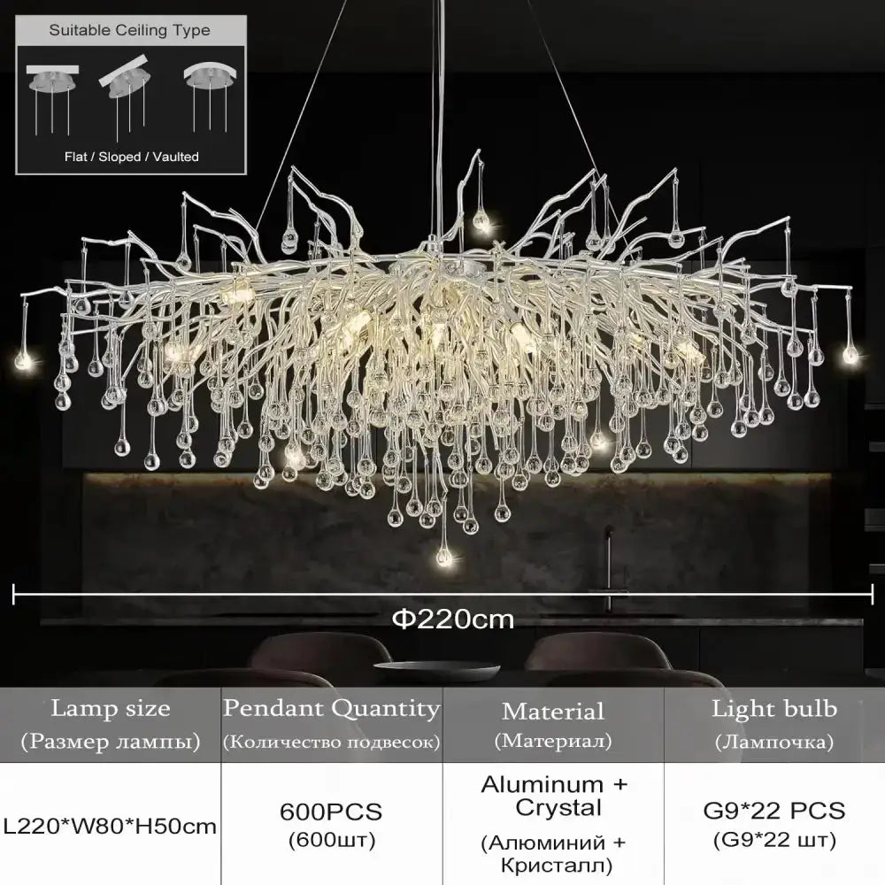 Modern Chrome Crystal Chandelier for Living Room