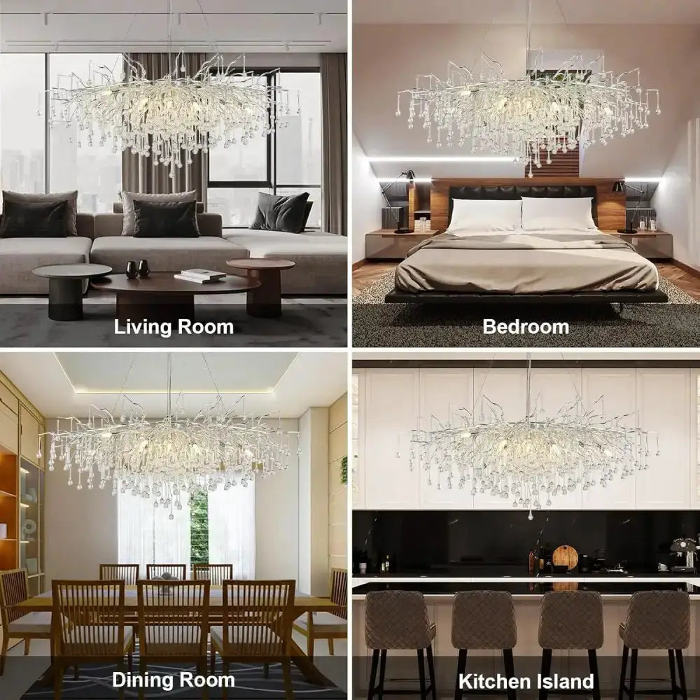 Modern Chrome Crystal Chandelier for Living Room