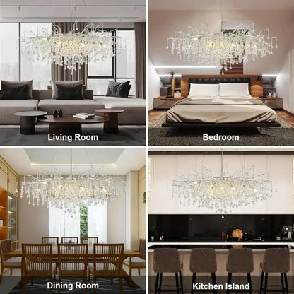 Modern Chrome Crystal Chandelier for Living Room