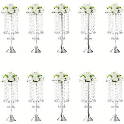 Gold Crystal Flower Stand set of 10 by Decorbites with crystal bead garlands and white flowers on Tampa Home & Garden Store