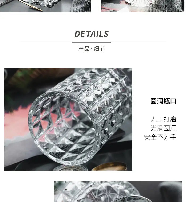 Crystal glass pedestal vase with diamond-cut pattern, clear cylindrical body Decorbites on Tampa Home & Garden Store