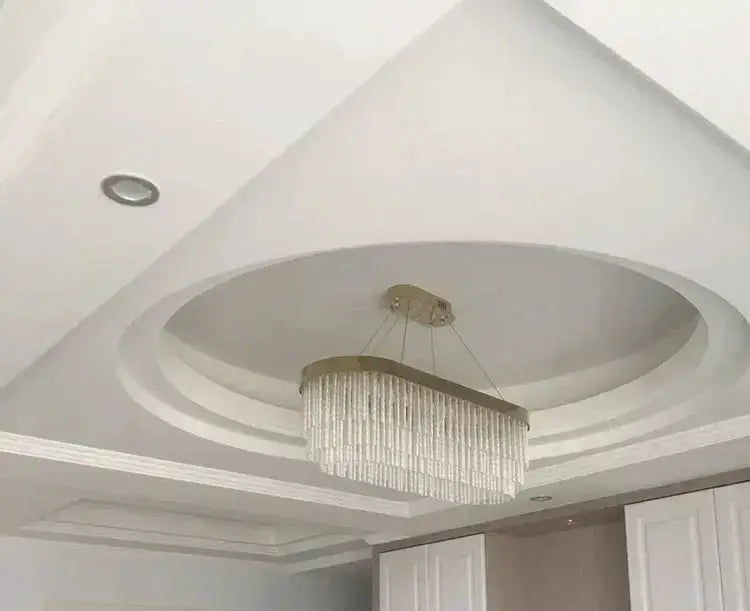 Chandelier Decorbites gold crystal pendant light for dining room with crystal strands on Tampa Home & Garden Store