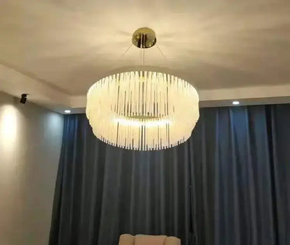 Decorbites gold luster crystal chandelier pendant light for dining room with crystal ring on Tampa Home & Garden Store