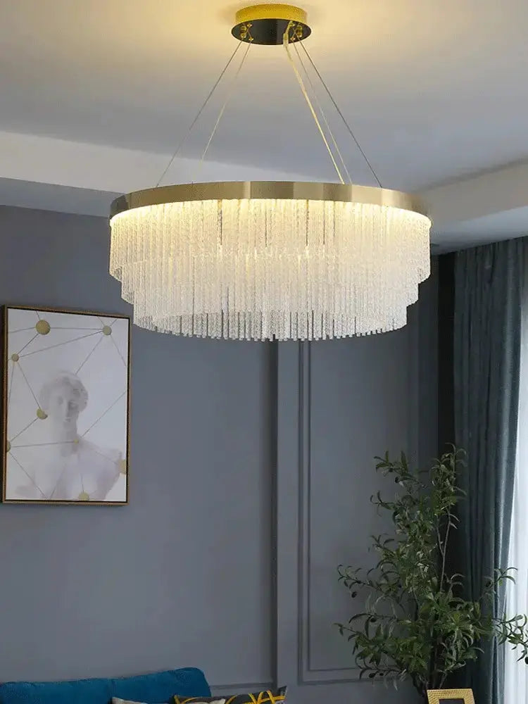 Chandelier Decorbites gold luster crystal dining pendant light with cascading crystals on Tampa Home & Garden Store