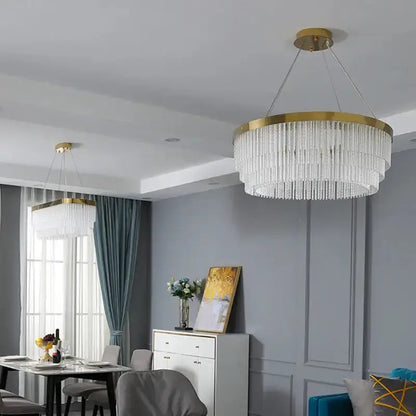 Modern gold luster crystal chandelier dining room pendant light by Decorbites, 2 fixtures on Tampa Home & Garden Store