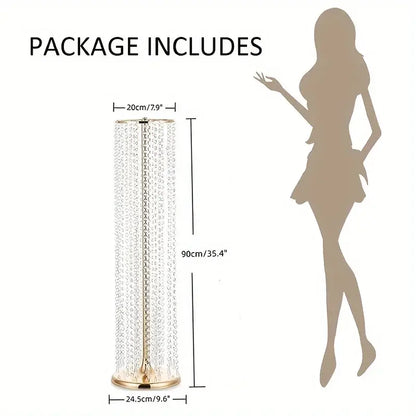 Decorbites Gold Crystal Vase Set, tall gold beaded crystal column vase with round base on Tampa Home & Garden Store