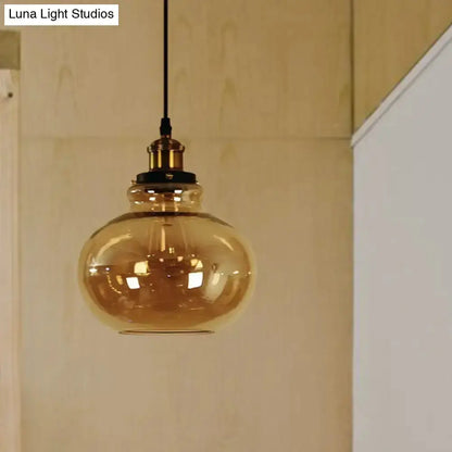 Farmhouse brass pendant with amber glass kitchen hanging light Decorbites on Tampa Home & Garden Store