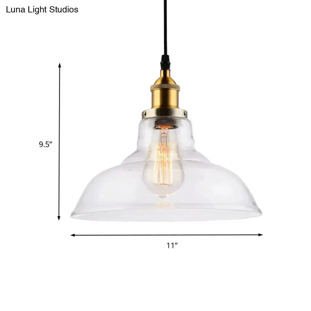 Farmhouse brass clear glass pendant light with filament bulb by Decorbites for dining room on Tampa Home & Garden Store
