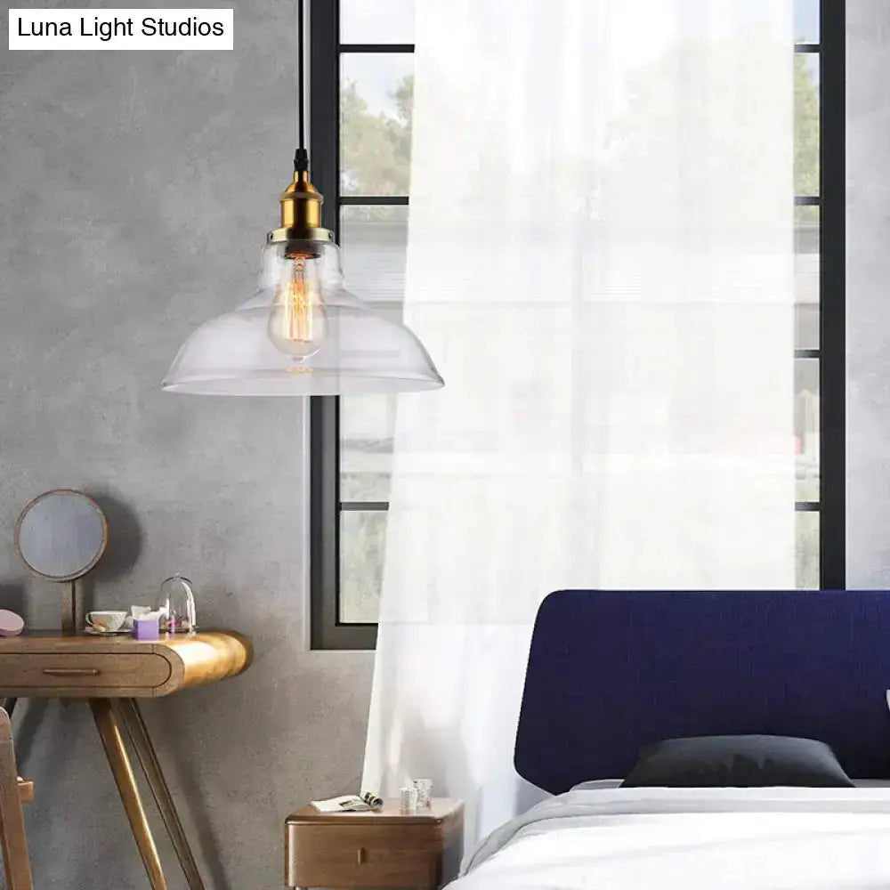 Farmhouse brass clear glass pendant light by Decorbites for dining room on Tampa Home & Garden Store