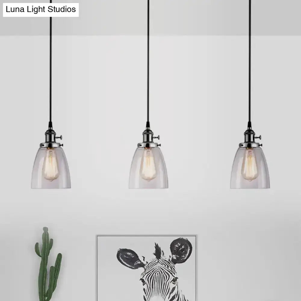 Farmhouse black 3-light clear glass pendant lights with linear canopy by Decorbites on Tampa Home & Garden Store