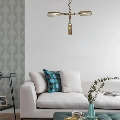 Decorbites farmhouse bottle chandelier in smoke gray-blue with aged silver finish on Tampa Home & Garden Store