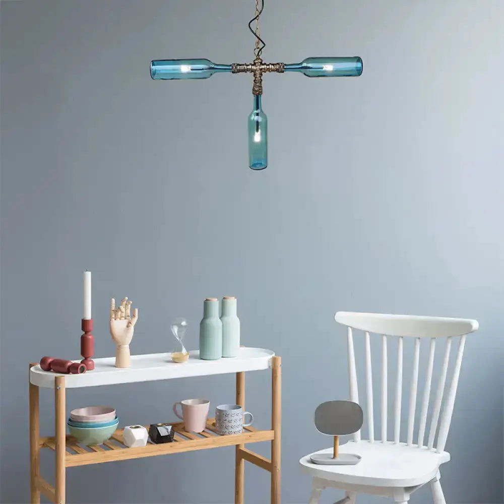 Farmhouse smoky gray bottle chandelier in glass with aged silver hardware by Decorbites on Tampa Home & Garden Store