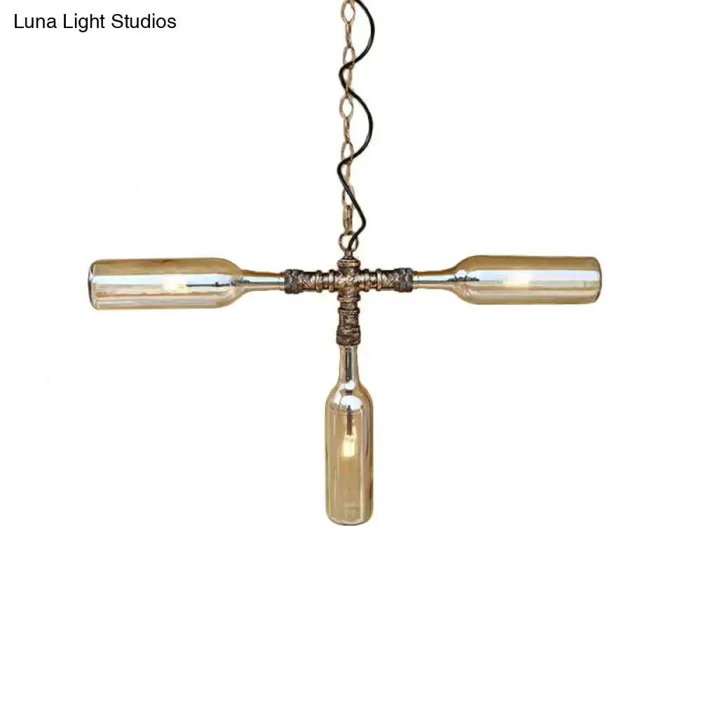 Farmhouse bottle chandelier with smoke gray blue glass bottles and silver hardware Decorbites on Tampa Home & Garden Store