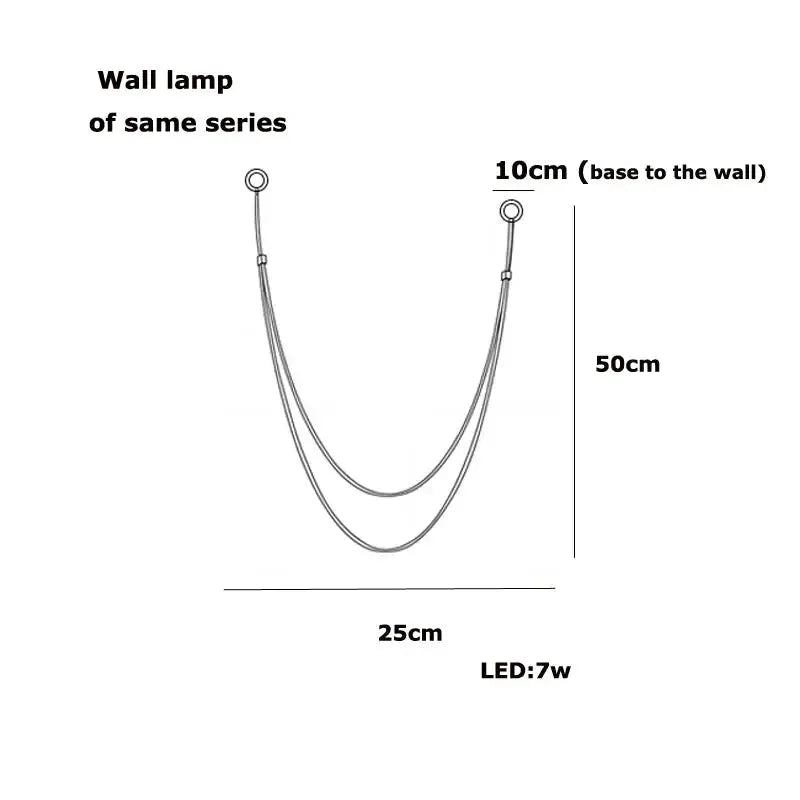 LED chandelier pendant light Decorbites leather belt with double curved straps 50cm tall on Tampa Home & Garden Store