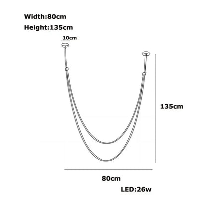 Leather belt chandelier Decorbites, two-strand pendant light 80cm wide 135cm high 26W LED on Tampa Home & Garden Store