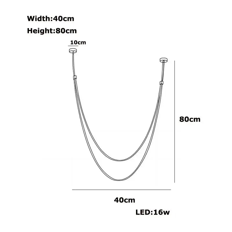 Chandelier modern flexible leather belt LED pendant light with dual curved cords Decorbites on Tampa Home & Garden Store