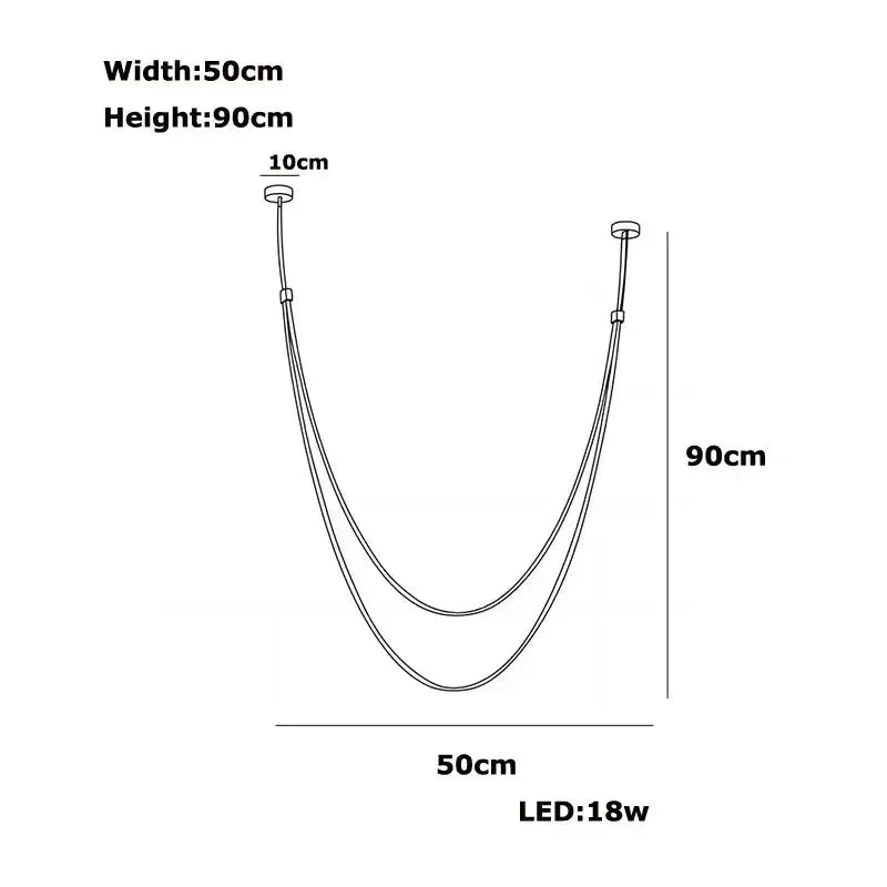 Chandelier Decorbites leather belt LED pendant light, 50cm wide x 90cm high, 18W on Tampa Home & Garden Store