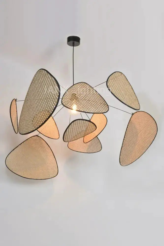 Chandelier Decorbites: natural tan rattan dining room pendant light with woven panels on Tampa Home & Garden Store