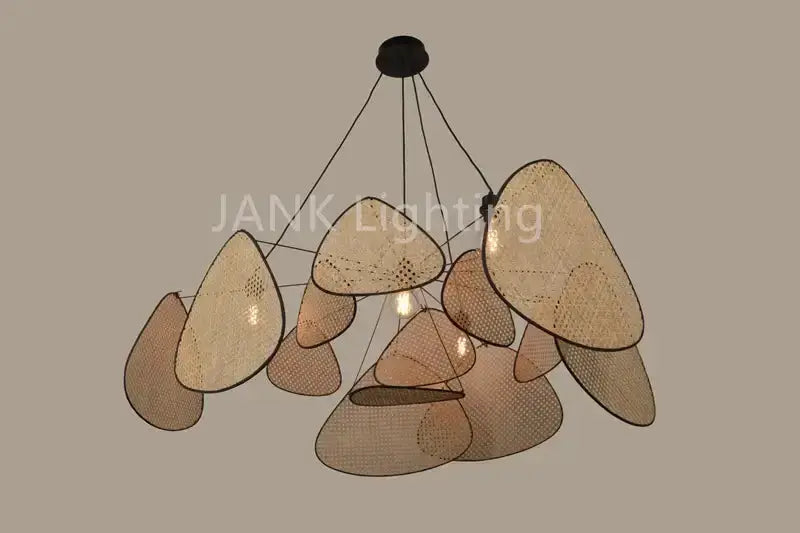 Chandelier Decorbites French design rattan leaf pendant light for dining room in natural tan on Tampa Home & Garden Store
