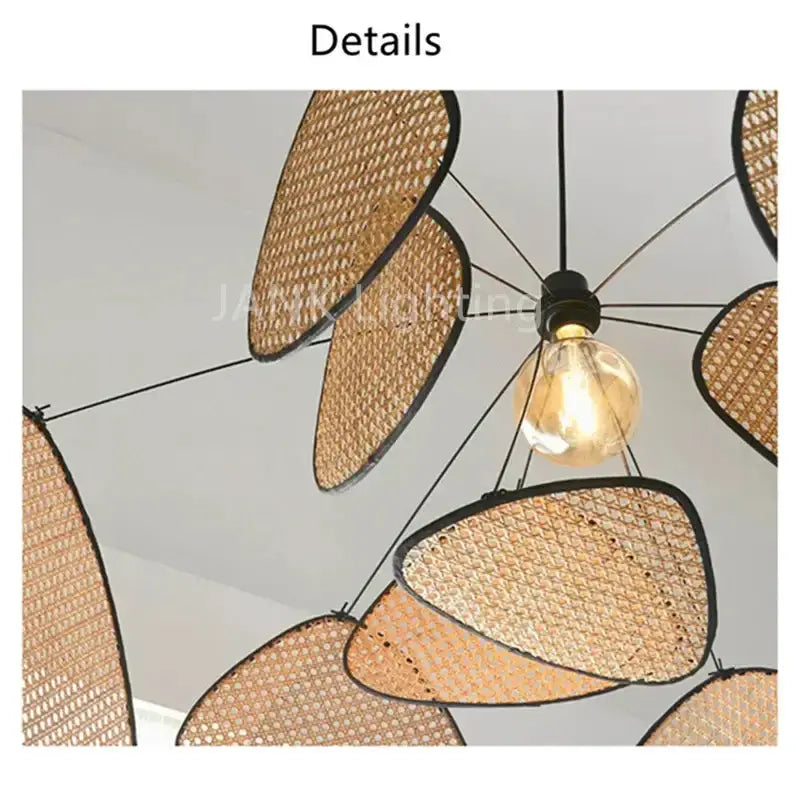 Chandelier Decorbites French design natural & tan rattan pendant light with woven panels on Tampa Home & Garden Store