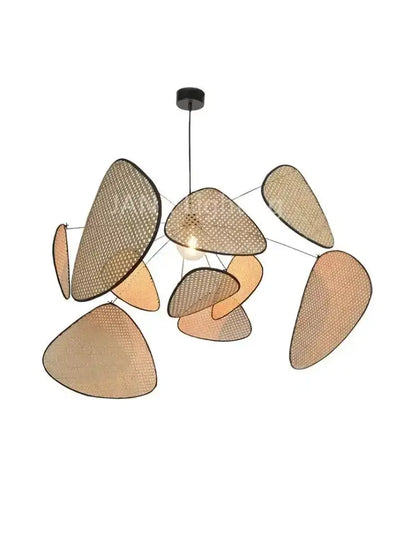 Decorbites rattan chandelier pendant light, natural tan, sculptural multi-shade design on Tampa Home & Garden Store