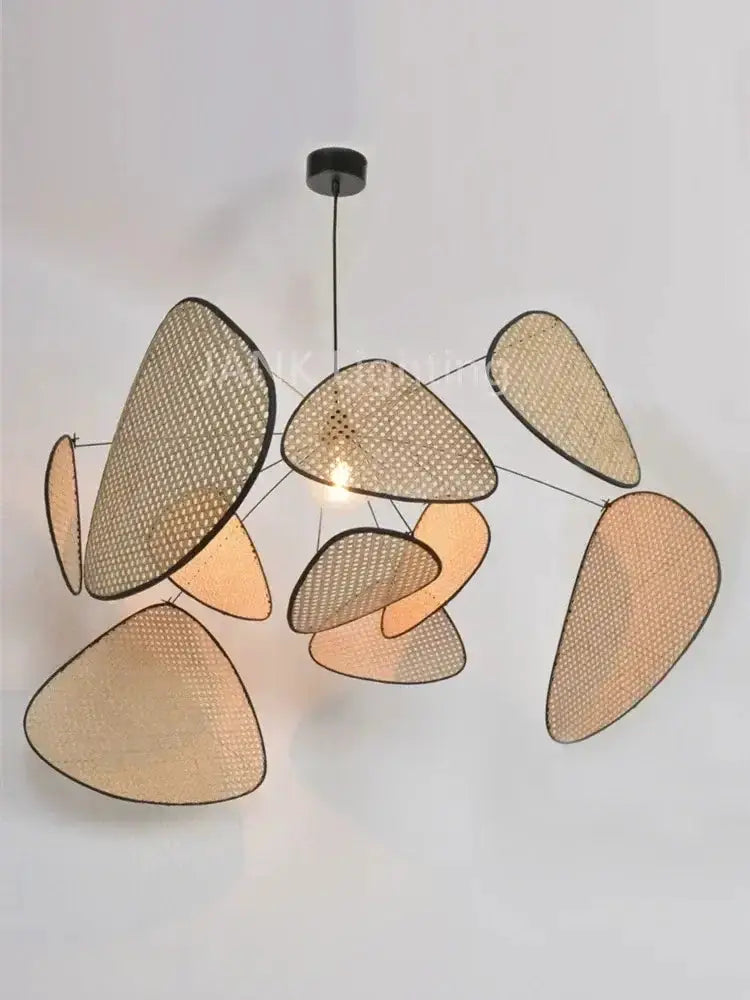 Chandelier Decorbites French design natural tan rattan pendant light with woven panels on Tampa Home & Garden Store