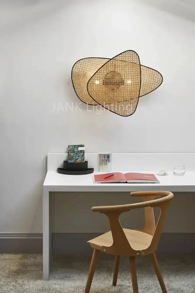 Chandelier Decorbites French design natural tan rattan dining room pendant light on Tampa Home & Garden Store