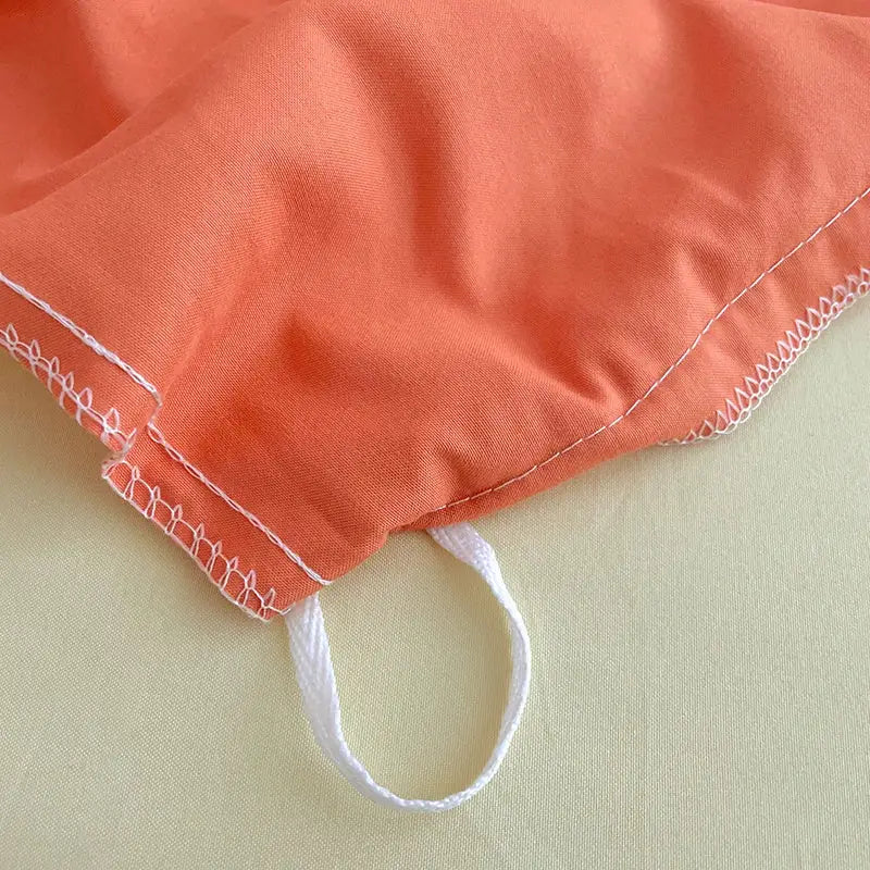 Cream Plush Quilt Set duvet cover by Decorbites in coral fabric with white drawstrings on Tampa Home & Garden Store