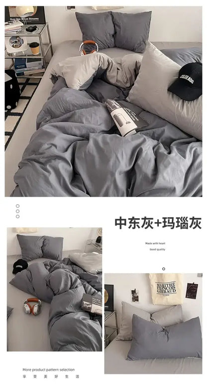 Cream Plush Quilt Set by Decorbites in gray tones with matching pillow shams on bed on Tampa Home & Garden Store