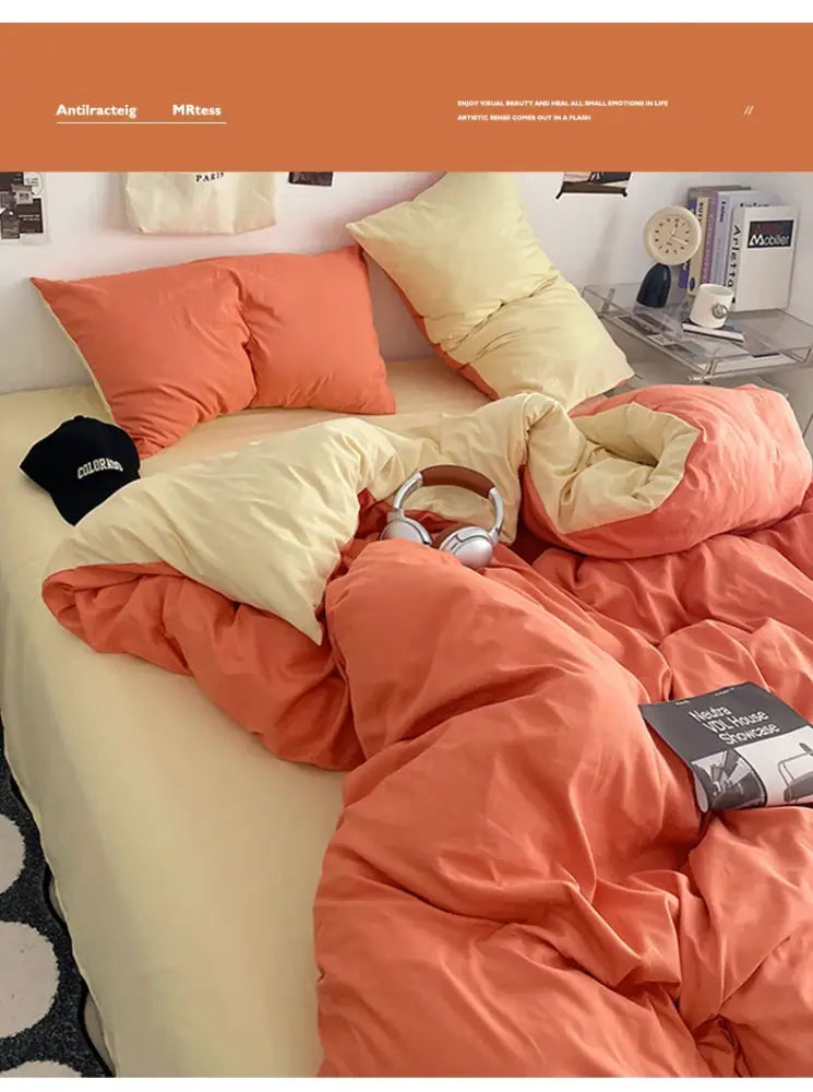 Cream Plush Quilt Set duvet cover by Decorbites in peach and cream tones on Tampa Home & Garden Store
