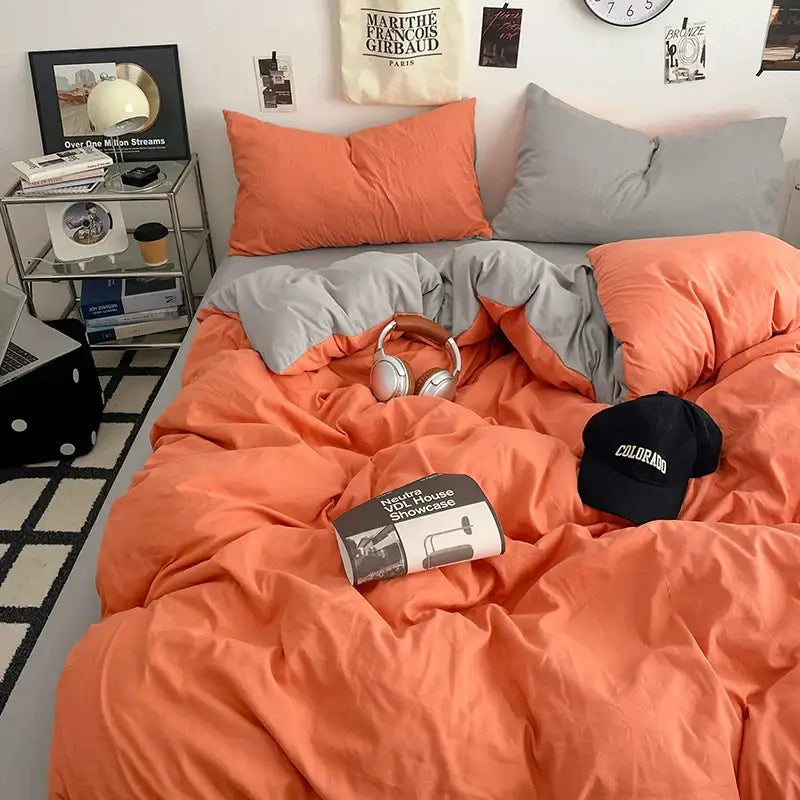 Cream Plush Quilt Set by Decorbites in peach and gray tones for a cozy bedroom vibe on Tampa Home & Garden Store