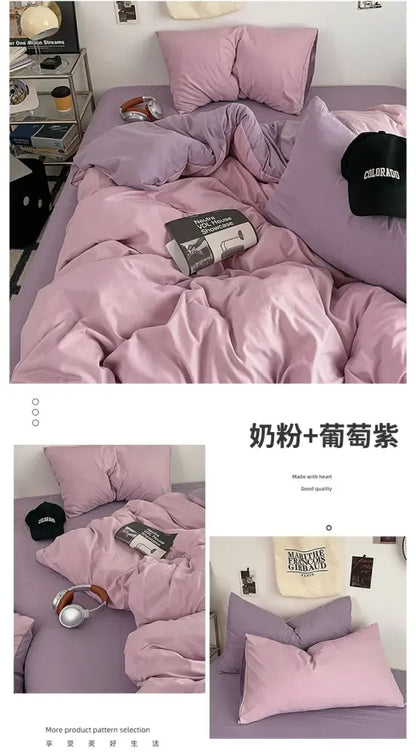 Cream Plush Quilt Set duvet cover in lavender pink with matching pillowcases by Decorbites on Tampa Home & Garden Store