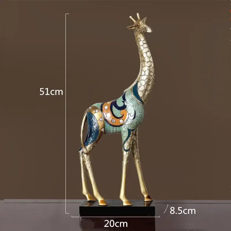 Modern giraffe mother sculpture in teal and gold mosaic for living room decor by Decorbites on Tampa Home & Garden Store