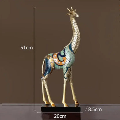 Modern giraffe mother sculpture in teal and gold mosaic for living room decor by Decorbites on Tampa Home & Garden Store