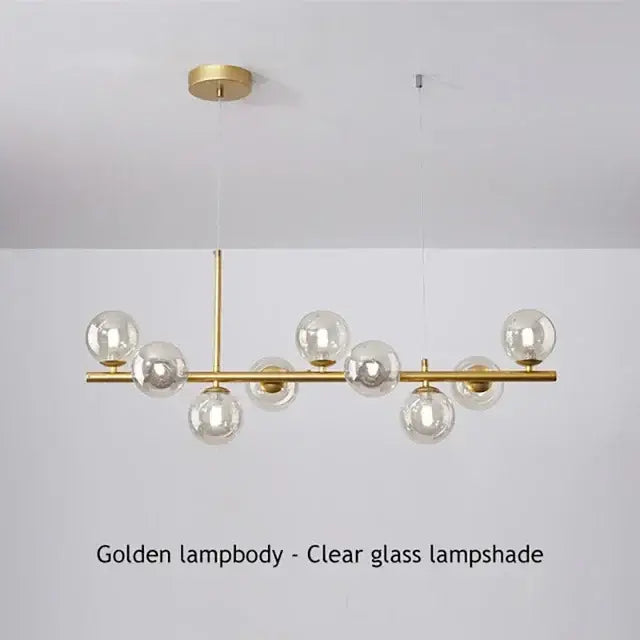 Decorbites Black Glass Ceiling Chandelier with gold-tone frame and clear globes on Tampa Home & Garden Store
