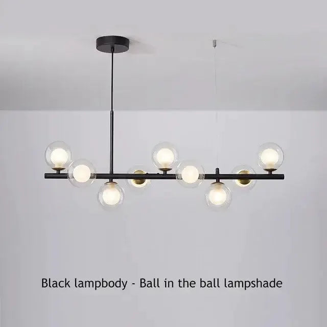Chandelier Decorbites modern gold glass ball ceiling pendant light with black metal bar bulbs on Tampa Home & Garden Store