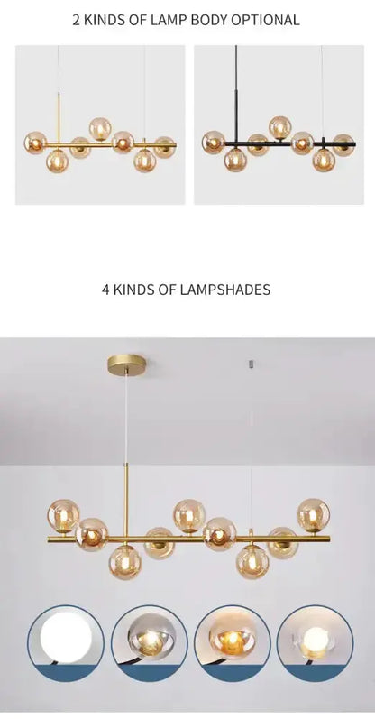 Modern gold glass ball chandelier pendant light by Decorbites with bar ceiling mount on Tampa Home & Garden Store