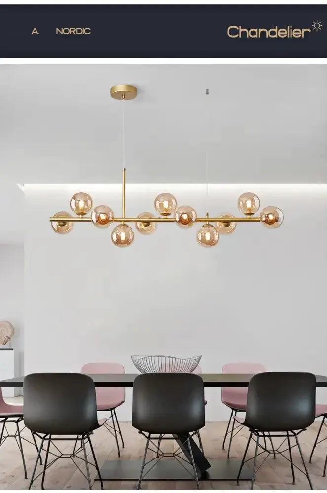 Chandelier Decorbites modern gold glass ball pendant light over dining table on Tampa Home & Garden Store