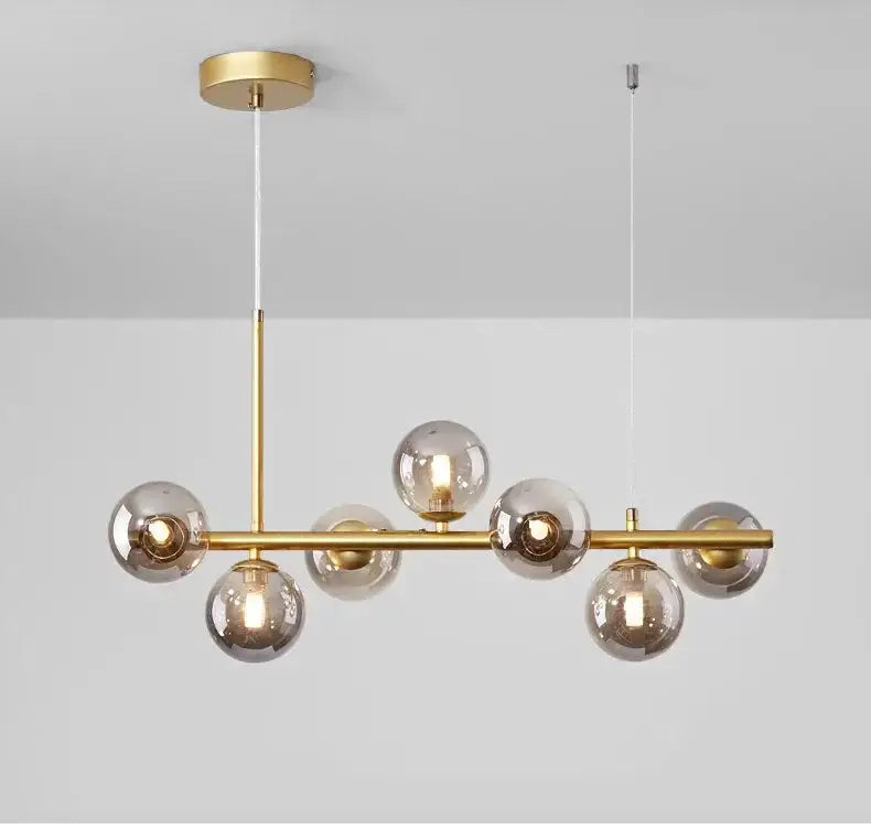 Chandelier Decorbites modern gold glass ball pendant light with brass bar and glass globes on Tampa Home & Garden Store