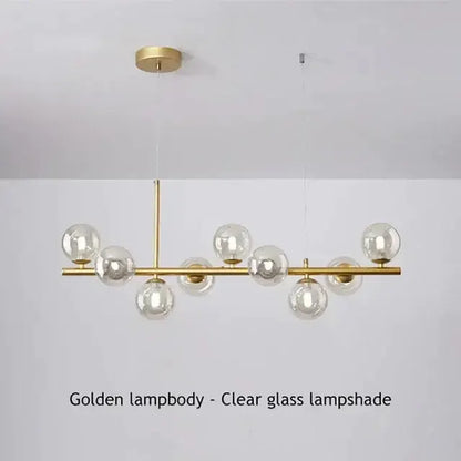 Chandelier: Gold glass ball ceiling pendant light with clear globes on a gold bar by Decorbites on Tampa Home & Garden Store