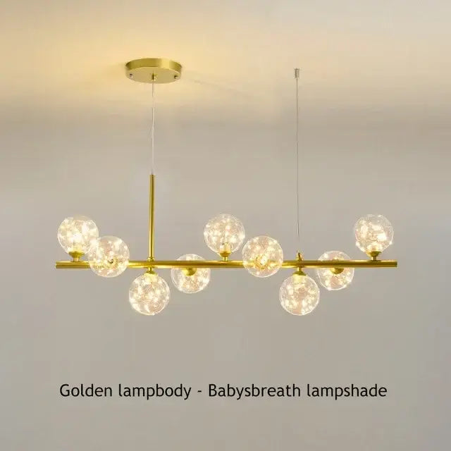 Decorbites Black Amber Glass Chandelier with gold bar and glass globes on Tampa Home & Garden Store