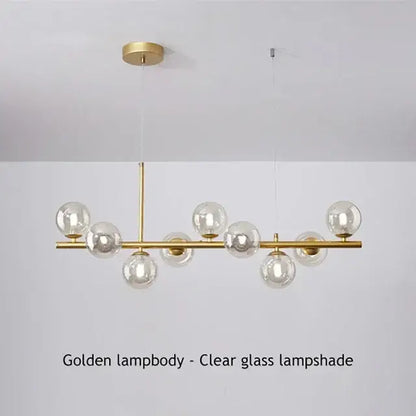 Black Amber Glass Chandelier by Decorbites with brass finish and clear glass globes on Tampa Home & Garden Store