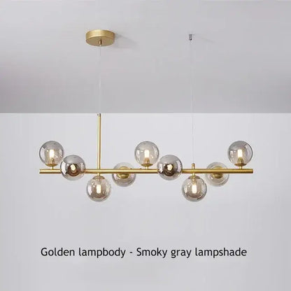 Black Amber Glass Chandelier by Decorbites, brass frame with smoky gray glass globes on Tampa Home & Garden Store