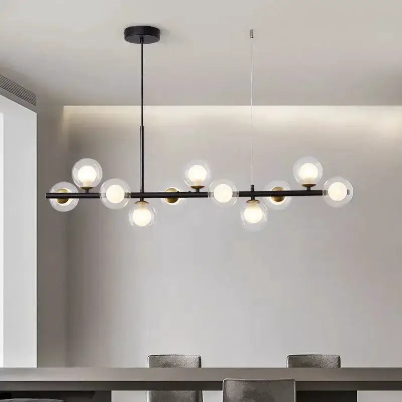 Modern gold glass ball chandelier with black rod dining pendant light Decorbites on Tampa Home & Garden Store