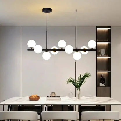 Chandelier gold glass ball pendant light with black frame and white globes by Decorbites on Tampa Home & Garden Store