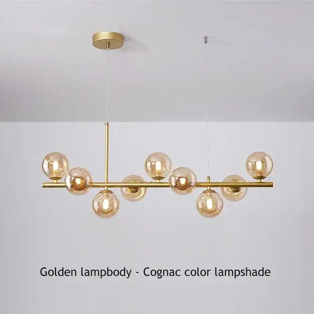 Warm Light Glass Chandelier by Decorbites, gold metal frame with globe glass bulbs on Tampa Home & Garden Store