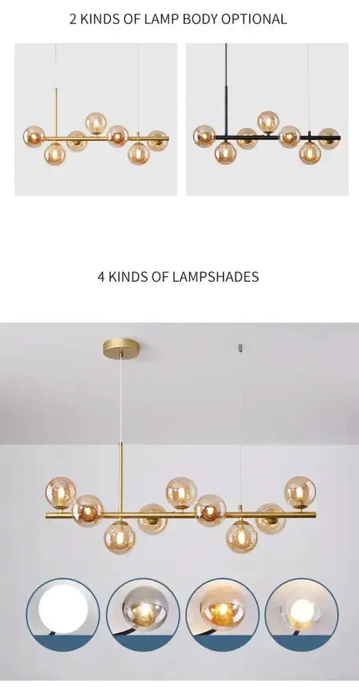 Chandelier by Decorbites, modern gold glass ball with globe bulbs for dining room on Tampa Home & Garden Store