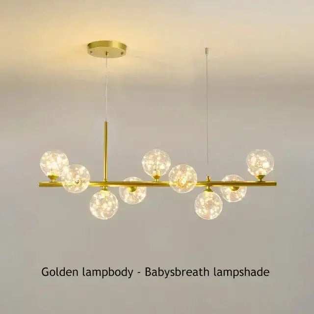 Decorbites modern gold glass ball chandelier with brass frame and multiple globe bulbs on Tampa Home & Garden Store