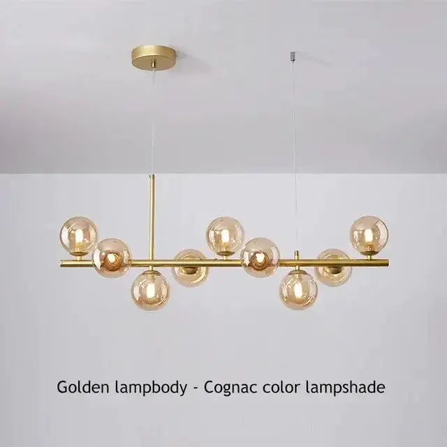 Modern Black Glass Ball Chandelier for Dining