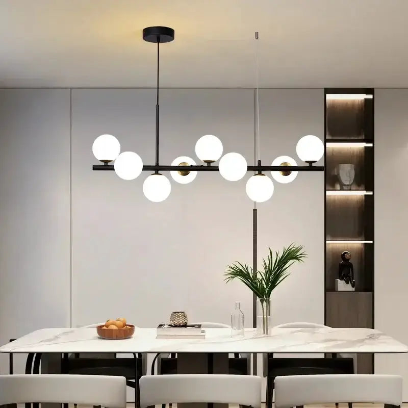 Modern Black Glass Ball Chandelier for Dining